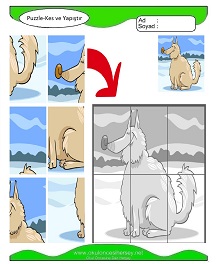 Puzzle Kes Yapıştır Çalışma Sayfaları